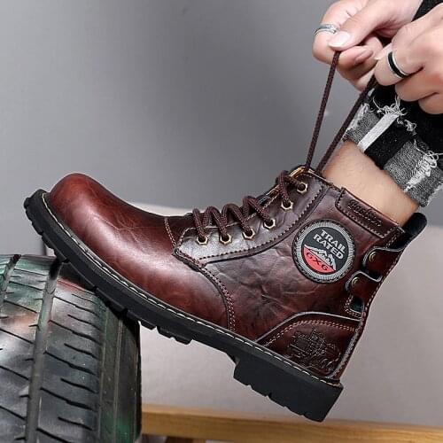 Mens Winter Boots Men Fashion Work Ankle Boots Man Handmade Waterproof Shoes Female Drop Shipping Lace-up Size 46 2019 New