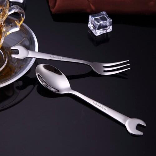BOUSSAC Wrench Shape Spoon Fork Stainless Steel Cooking Accessories Gadgets Creative Kitchen Tools Sliver Dinnerware Tableware