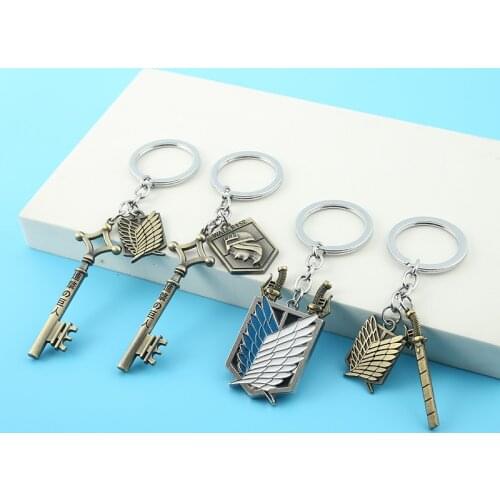 Attack on Titan Keychains Wings of Freedom Metal Key Chain Ring Pendant Anime Keychain Key Holder Charm Jewelry