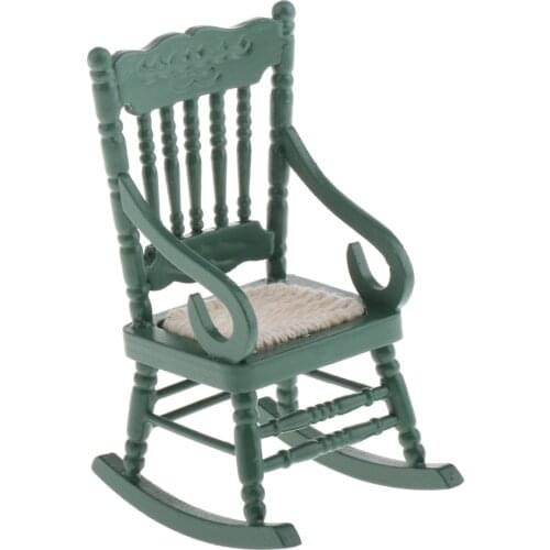 Wooden Dollhouse Rocking Chair Armchair, Doll House Furniture and Toy, 1/12 Scale