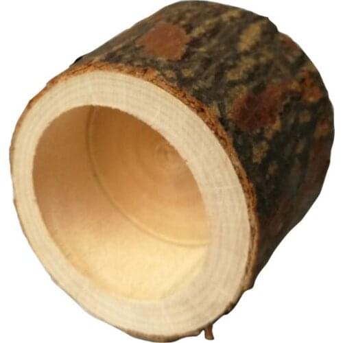 P15D Rustic Wooden Candlestick Tealight Candle Holder Table Decoration Plant Flower Plot Ornament Craft 6x4.2cm