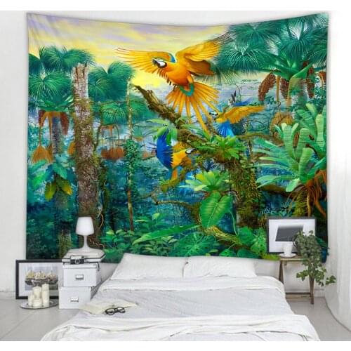 Jungle Plant Tapestry Tropical Palm Leaf Flowers Home Decor Wall Mount Boho Tapestry Hippie Sheets Beach Mat Yoga Mat