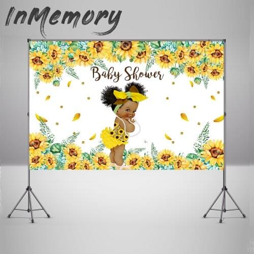 Sunflower Princess Backdrop for Photography Custom Newborn Baby Shower Background for Kids Birthday Party Cake table Banner