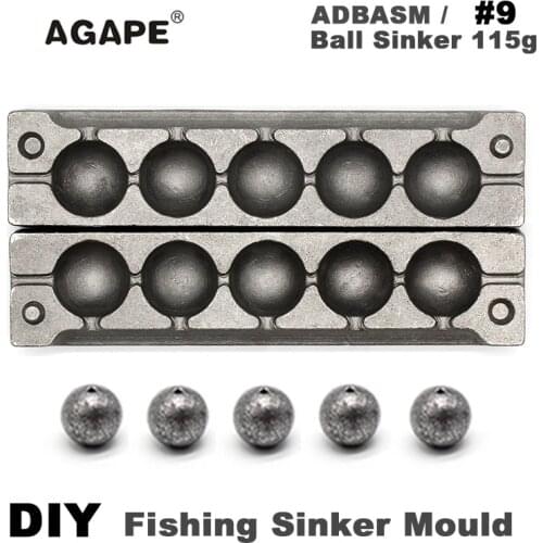Agape DIY Fishing Ball Sinker Mould ADBASM/#9 Ball Sinker 115g 5 Cavities