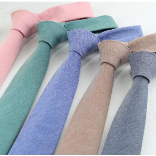 Fashion Solid ties for Men Casual Narrow Neckties Skinny Mens Neck Ties for Party Wedding Candy Color Linen Tie Cravat