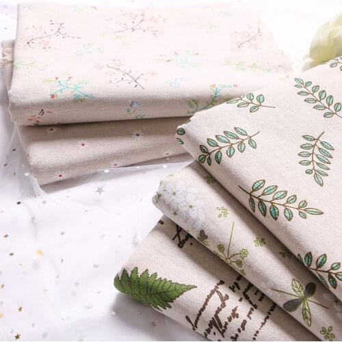 150cmx100cm Printing Cotton Linen Fabric Handmade DIY Cloth Head Green Leaves Tablecloth Sand Release Linen Cloth Floral Fabric