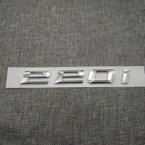 Chrome Shiny Silver ABS Number Letters Word Car Trunk Badge Emblem Letter Decal Sticker for BMW 2 Series 220i