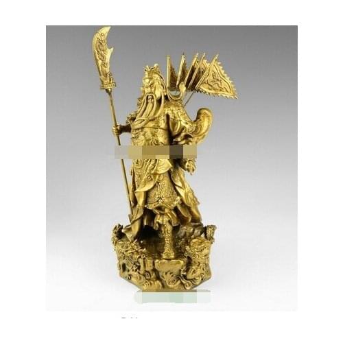 Chinese brass brass Nine Dragon Warrior Statue Figure10"H Brass Fine Arts Crafts decoration