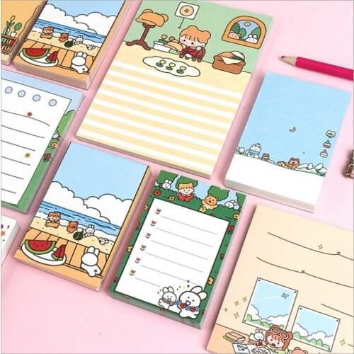12packs Kawaii message Sticky Notes Cartoon Memo Pads Cute Notepad Diary Creative Stationery Self Stick Notes Memo Pads