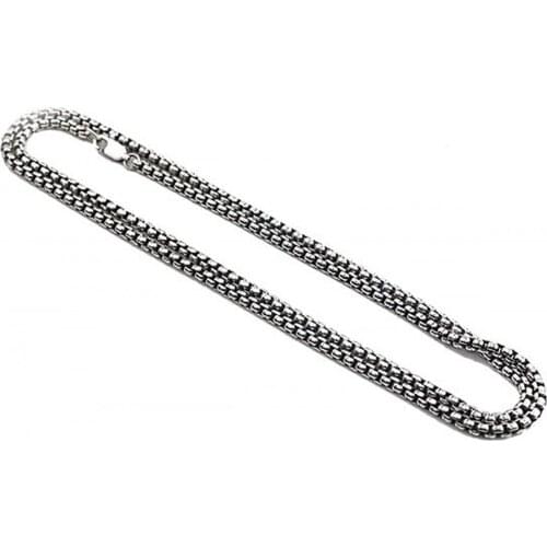 BOCAI real All-match box necklace 3MM 60cm real s925 sterling silver men and womens necklaces retro simple and delicate