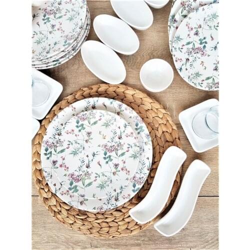 Flowers Mat White 33 Piece 6 Personality Breakfast Set Flower patterned Dish Makinasında Wash Suitable