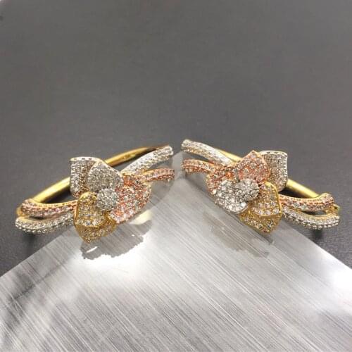 Lanyika Fashion Jewelry Graceful Flowers Big Ear Loops Micro Plated Wedding Anniversary Earrings Luxury Bridal Daily Best Gift