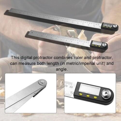 2-in-1 Stainless Steel Electronic Digital Display Protractor Angle Finder Ruler
