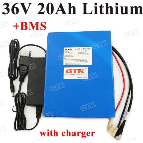 GTK 36v 20Ah lithium li ion battery 36v 750w Rechargeable Lithium ion Battery for electric motorcycle bike power scooter+charger
