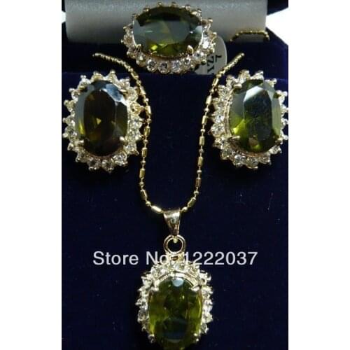Fashion Red/green/Purple Crystal Necklace Pendant Earring Ring Set