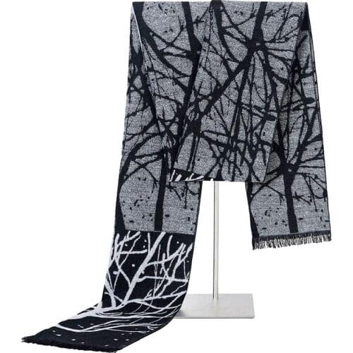Mens Autumn and Winter Scarf, Business Leisure Warm Neck. Rich Tree Stripe Cashmere Cashmere Scarf. 180*30cm