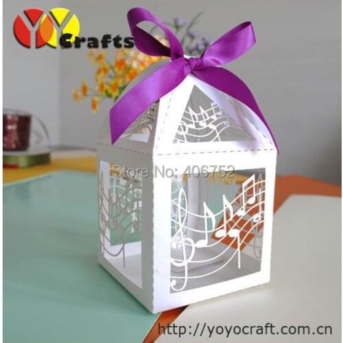Music theme hot sale white laser cut wedding cake favor box