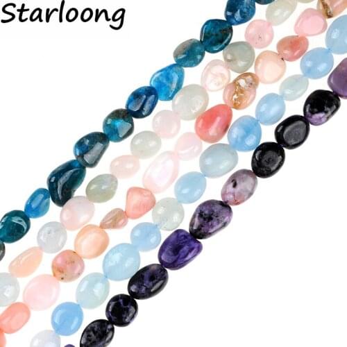 Irregular Natural Morgan apatite Charoite pink opal Aquamarines carnelian Gravel stone beads 8*10mm DIY Jewelry Making Bracelets