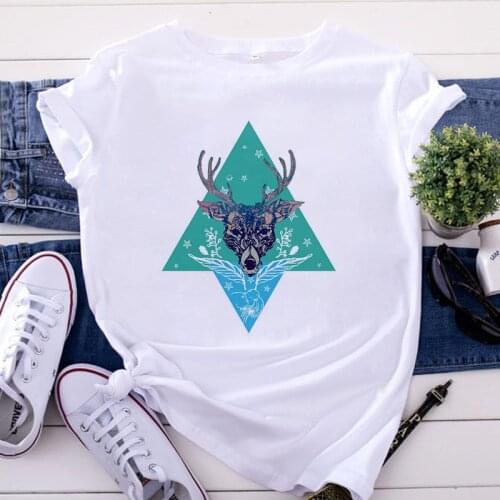 New T-shirt Female Animal Printed Tshirt Loose Spring Summer Tee Shirt Easy Matching Женская Round Neck T Shirts Clothing Tops