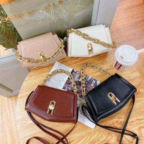 2021 Latest trending luxury leather mini crossbody hand bags custom ladies shoulder bag thick chain womens purses and handbags