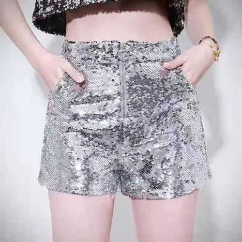 2021 New All-Match Sequined High Waist Shorts Dancing Casual Loose Stage Hong Kong Style Super Popular Nightclub Bungee Pants
