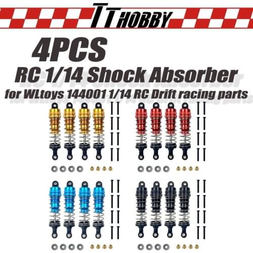 4PCS Front&Rear RC Shock Absorber Metal Shock Absorbers Upgrad Part for 1/14 WLtoy 144001 1316 RC Car Crawler Short Course Truck