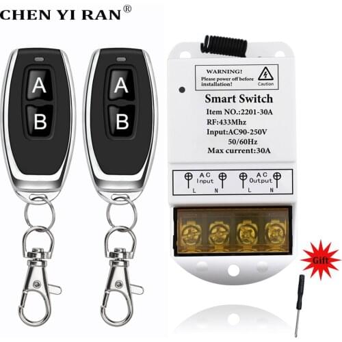 Wireless Remote Control Switch RF 433MHZ AC110V 220V Universal 30A Relay Receiver For Light 3000W Water Pump/Moter/Gate/Lamp