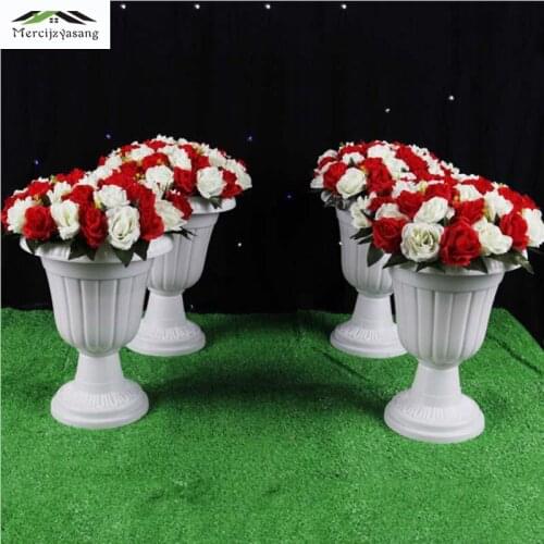 4Pcs/Lot Flower Vases Floor Plastic Vase Plant Floral Holder Flower Pot Road Lead 42cm for Home/Wedding Corridor Decoration G185