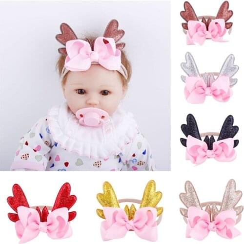 Stylish Christmas Infant Baby Headwear Antlers Bowknot Headband Hair Band Dance Ballet Princess Newborn Toddler Kid Accessory