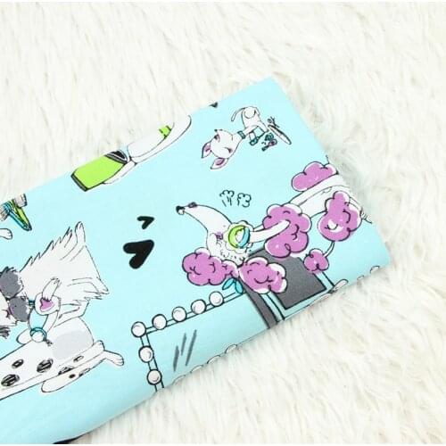 Half meter plain cotton fabric with cartoon dog print handmade DIY garment dress children cloth 100% cotton T667