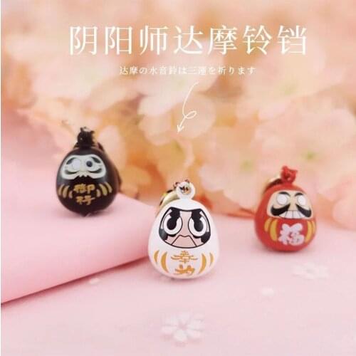 Cute Japanese Omori Daruma Water Sound Bell Smart Phone Strap Pray Blessing Lucky Traffic safety Keychains Couples Gifts New