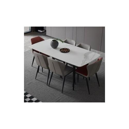 Rock slab work table rectangular white home dining table light luxury imported rock slab dining table