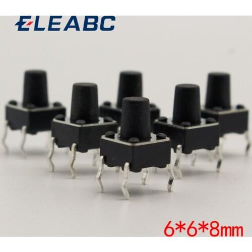 50pcs/lot 6x6x8MM 4PIN G93 Tactile Tact Push Button Micro Switch Direct Self-Reset DIP Top Copper