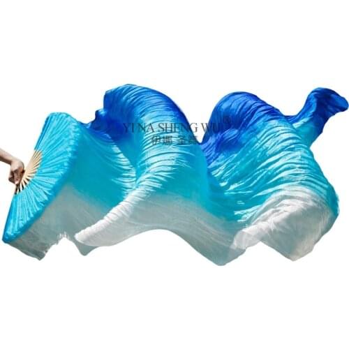 1pc Left/Right Hand Imitation Silk Belly Dance Fan Bamboo Ribs Handmade Dyed Performance Fan Belly Dancing Imitation Silk Fans