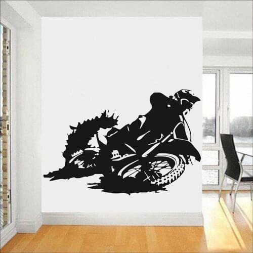 Modern Motorcycle Wall Stickers Motocross Silhouette Extreme Sport Home Decor Nursery Vinyl Self-adhesive Wall Decals Z218
