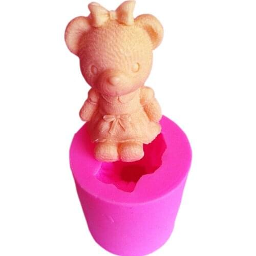 High quality 3D bear Bow shaped silicone mold fondant Cake decoration tools Handmade soap mold Candle Moulds F0773