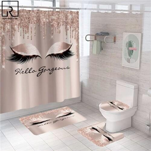 Women Eye and Eyebrow Print Shower Curtain Sexy Girls Bathroom Curtains Bath Mat Set Rugs Anti-slip Carpet Toilet Lid Cover Home
