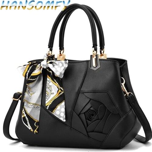 Bag female with silk scarf Women 2019 fashion pu leather litchi portable big bag Ladies shoulder bag Female handbag MX-75