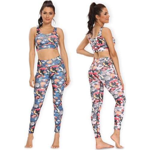 High Waist Printed Workout Yoga Pants For Women Sport Compression Fitness Yoga Legging Sweat Training Pants Leggins Mujer