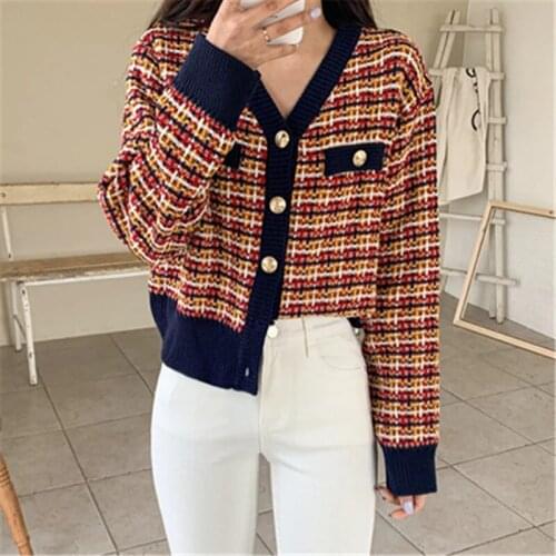 ZAWFL Womens Cardigan Knitted Korean Fashion Stripe Sweater for Women Winter Long Sleeve V-neck Casual Knitwear Coats Female