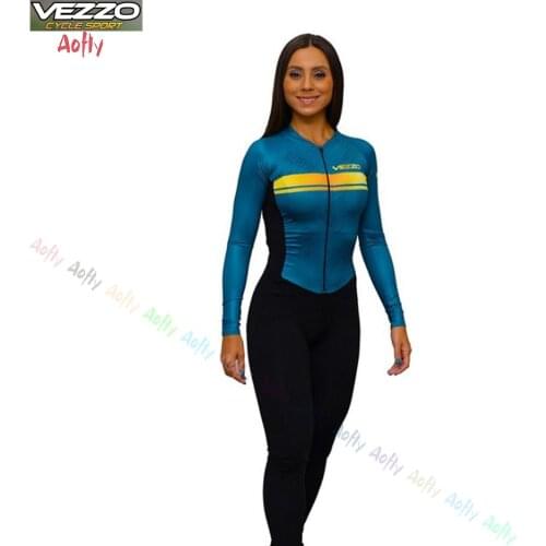 Brazil Little Monkey Vezzo Female Cycling Clothing Set New Professional Womens Overalls Long Sleeve Trousers 20D Gel Jumpsuit G