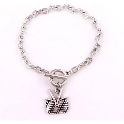 Female Male Bracelet Bangle Basket Shape Design Cute And Fashion Material Zinc Alloy Antique Silver Provide Dropshipping