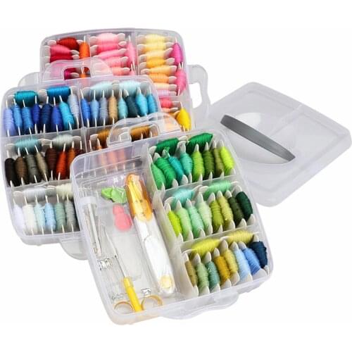 1 Set Looen Embroidery Thread Floss Set 150 Colors Cross Stitch Floss Threads Scissors Needles Sewing Accessories Kit for Women
