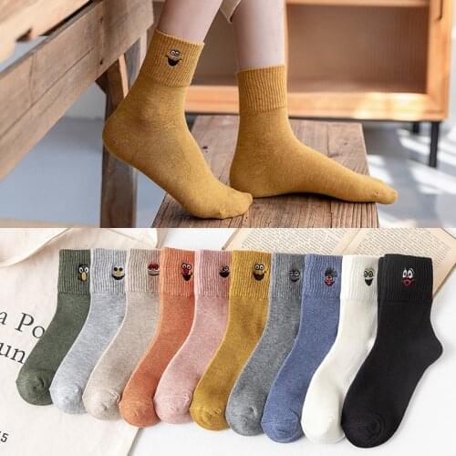 1 Pair of NEW Funny Socks in Autumn and Winter Womens Middle Tube Cotton High Quality Comfortable Warm Middle Tube Socks