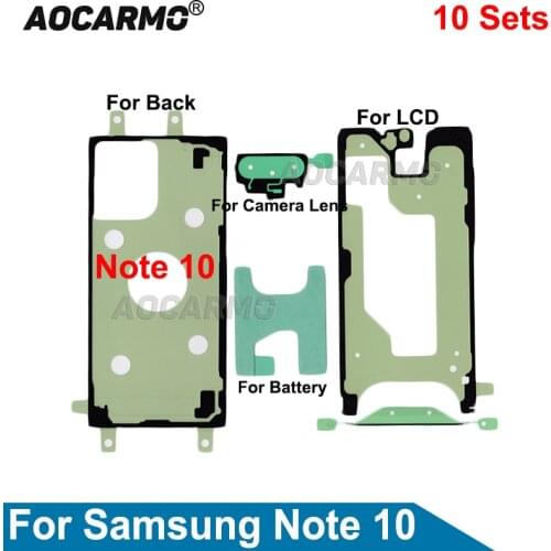 10Sets/Lot Full Set Adhesive LCD Screen Tape Back Battery Cover Frame Camera Lens Waterproof Sticker For Samsung Galaxy Note 10