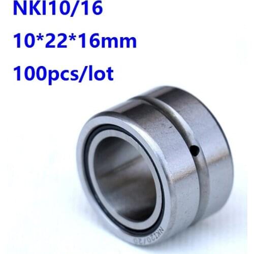 100pcs/lot NKI10/16 NKI1016 10*22*16mm Needle Roller Bearings Entity ferrule needle roller bearing 10×22×16mm
