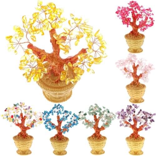 7Inch Tall Crystal Luck Money Tree Figurine Feng Shui Wealth Luck Home Decor