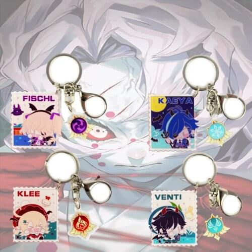 2021 Anime Genshin Impact Key Chains Fashion Child Toy Traveler Figure Lumine Cosplay Keyring Cute Student Accessory Keychain