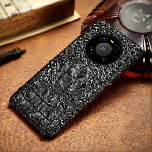 Genuine 3D Crocodile Head Cowhide Phone Case for Huawei Mate 40 Pro Plus 30 Pro 20 10 Lite P20 P30 P40 P50 Pro P40 Lite Nova 5T