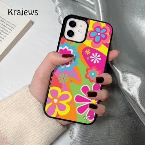 Krajews Flower Power coque Phone Case for iPhone 12 mini 5 5c 6 6S 7 8 PLUS X XS XR 11 PRO MAX SE 2020 Back Cover Funda Shell